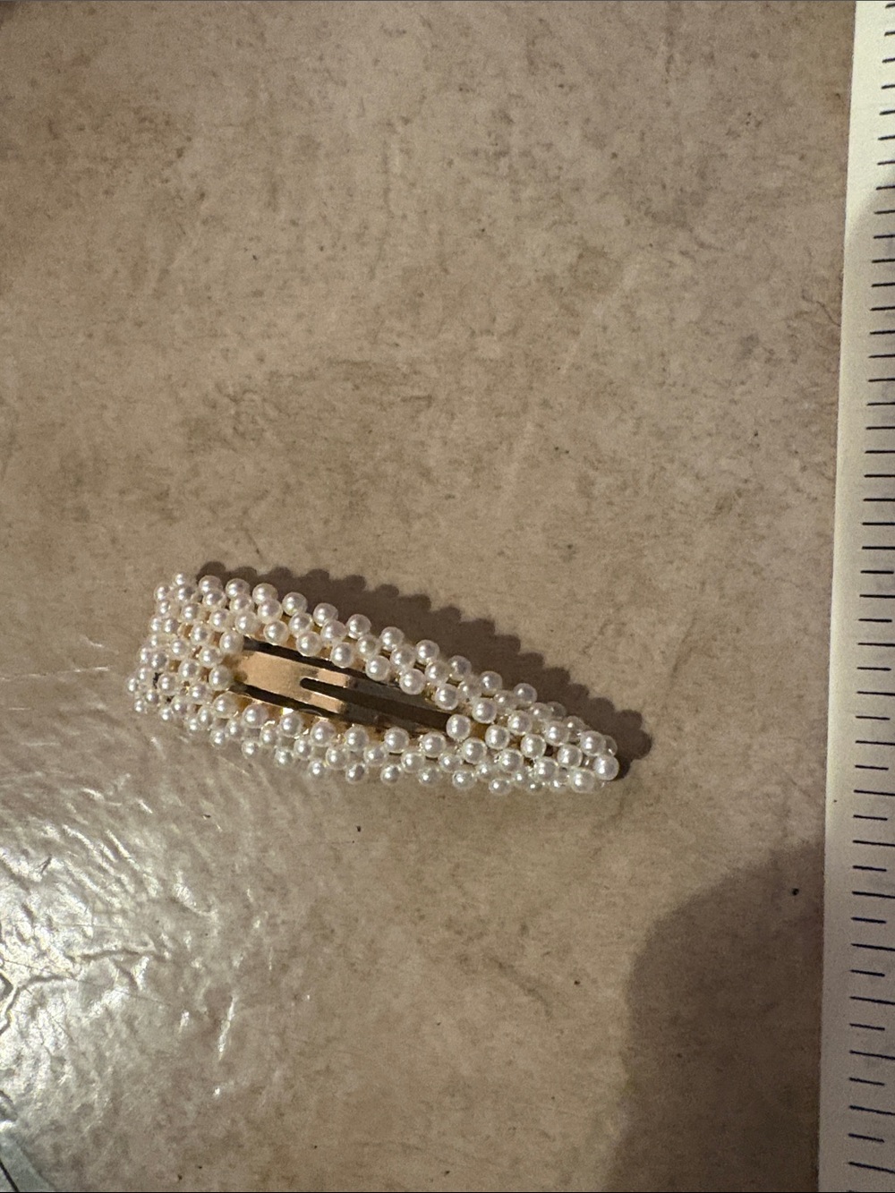 Pearl Beaded Hair Clip - Elegant White and Gold Women’s Accessory